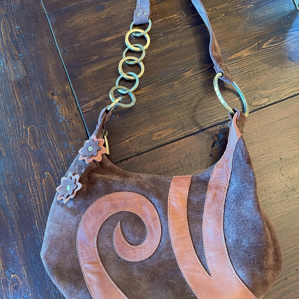 FEAL Los Angeles brand , Retro style suede & leather, moon shaped, saddle bag